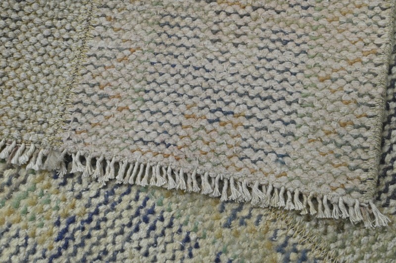 Vintage Turkish Runner Rug 2x7ft BEIGE Handmade Anatolian Oushak Hallway Wool gallery