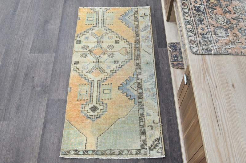 Oushak Turkish Doormat Rug 2x3 ORANGE Vintage Anatolian Handmade Small Kilim Rug gallery