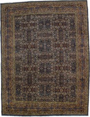 Vintage Blue Wool Oriental Rug Allover Floral Design Home Decor Carpet 10X13 ft