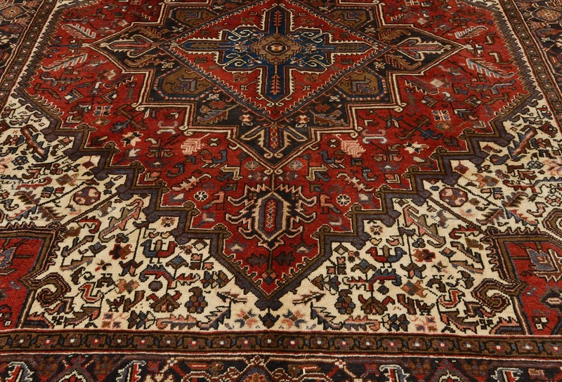 Handmade Serapi Heriz Oriental Rug 7X9 ft Vintage Geometric Carpet Farmhouse gallery