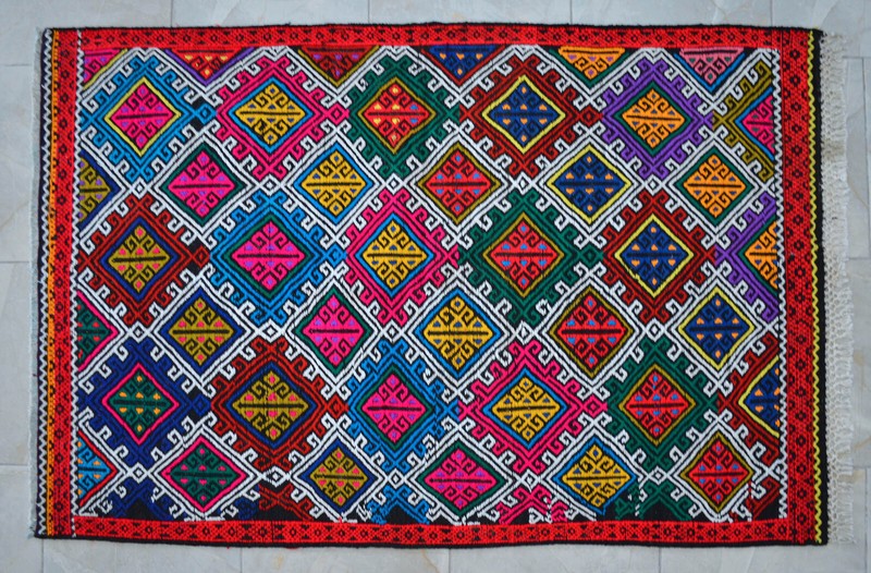 3x5 Rug Hand Made Turkish Rug Vintage Colorful Kilim Rug Actual 3'4" x 5' gallery