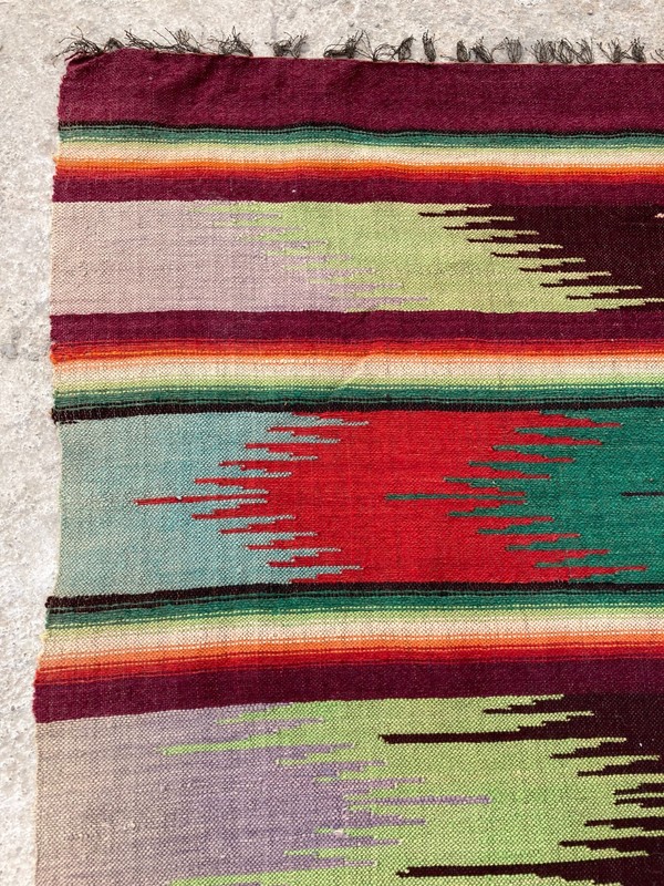 Vintage Handmade Traditional Chimayo Sarape Kilim Floor Rug Carpet 190x141 cm gallery