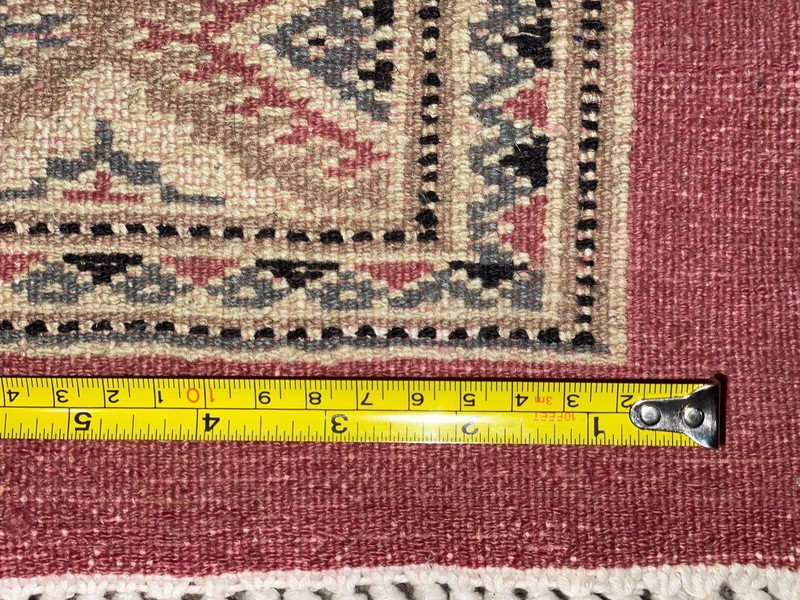 Authentic Hand Knotted Vintage Pakistani Bokhara Jhaldar Wool Rug 8.3 x 10.3 Ft gallery
