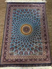 Silk 3 x 5 feet Dome Design High Quality Soft Silk Area Rug