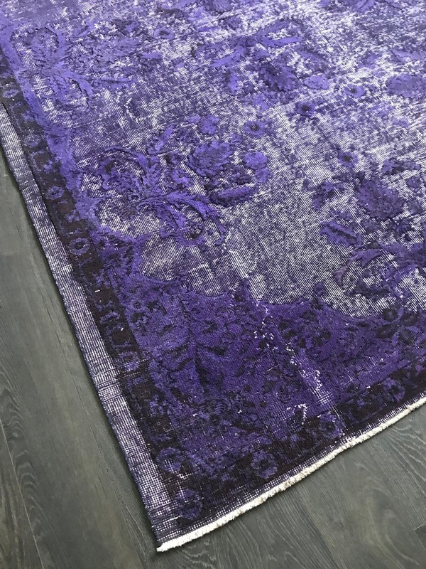 5.3x8.7 Large Vintage Purple Turkish Oushak Wool Rug , Overdyed Purple Rug gallery