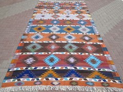 Multicolor Striped Turkish Vintage Large Area Rug, Handmade Natural Dye 79″x115″