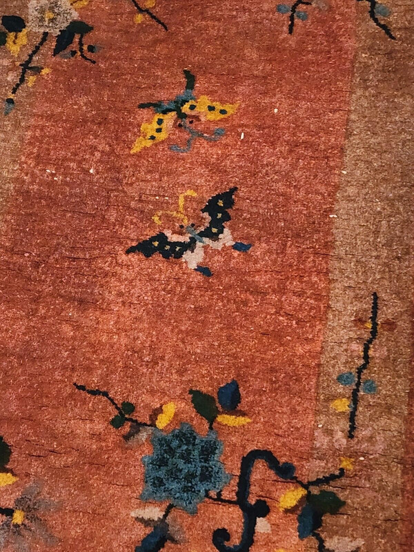 4x2 FT Old Handmade Chinese Small Wool Rug gallery