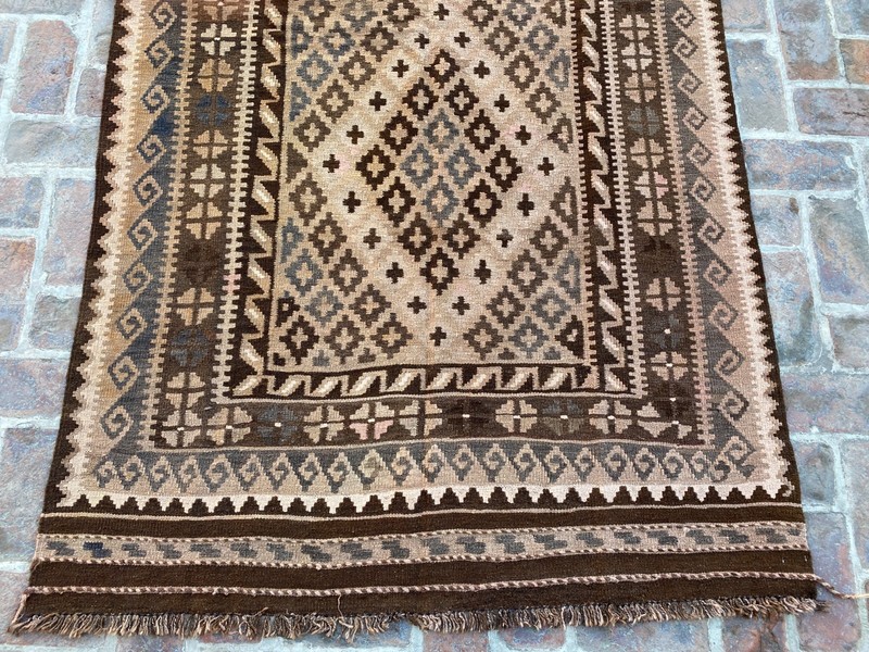 Beige Brown 4.8x8.6ft Handmade turkish style Rug Geometric Runner Flatweave gallery