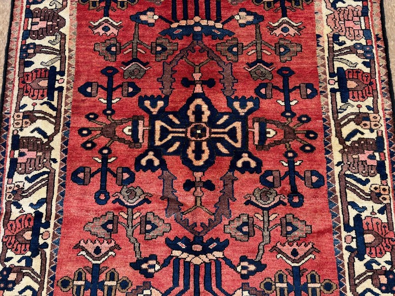 Vintage Bakhtiari Tribal Oriental Area Rug 4x6 Hand Knotted Wool Red Geometric gallery