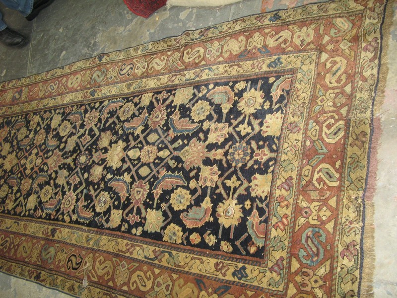 Antique Hand Knotted Wool Russian Caucasian Karabagh Long Rug Runner 3'4x17'5 gallery