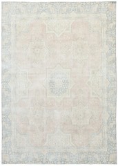 9X12 ft Antique Hand-Knotted Muted Floral Distressed Oriental Rug Vintage Carpet