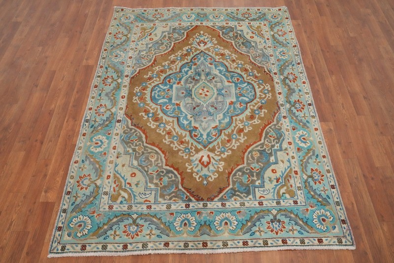 Over-dyed Traditional Style Vintage Wool Rug 5x6 ft Hand-knotted Wool Carpet gallery