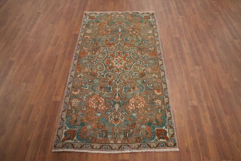 Vintage Wool Medallion Traditional Accent Rug 3x6 ft Hand-knotted Brown Carpet gallery