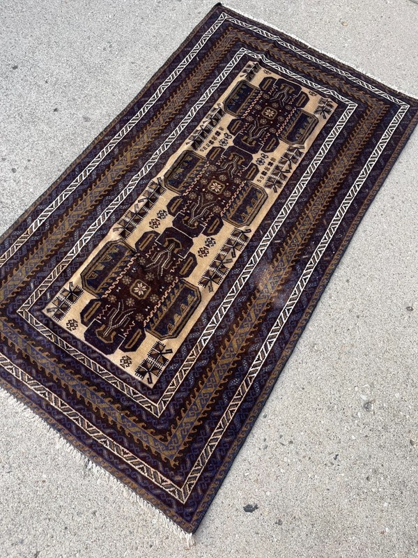 Vintage Hand Knotted Wool Area Rug 3'8 X 6'4 gallery