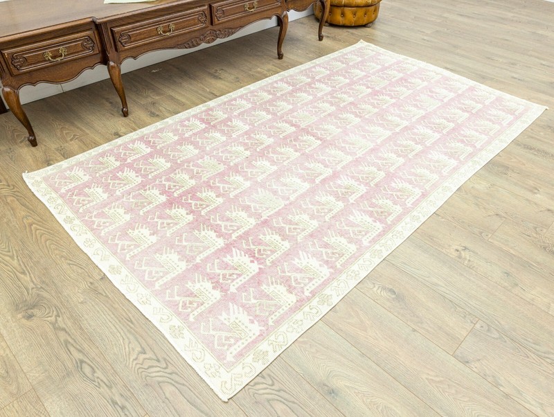 Modern Art Deco Oushak Rug-Vintage Turkish Animal Rug-Handmade Rug-4.10x8.4 ft gallery