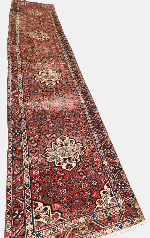 2'9"x13'9" ANTIQUE HAND KNOTTED CAUCASIAN TABRIZi SERAPE TRIBAL WOOL RUG RUNNER gallery