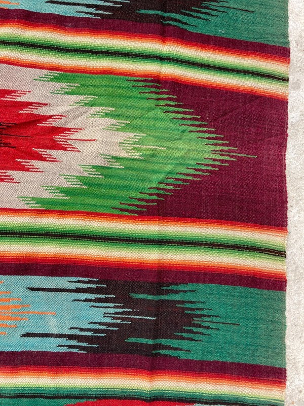 Vintage Handmade Traditional Chimayo Sarape Kilim Floor Rug Carpet 190x141 cm gallery