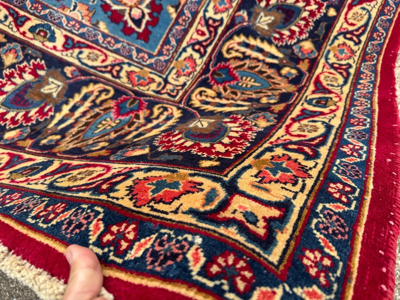 10x13 VINTAGE RUG RED ANTIQUE HANDKNOTTED BLUE traditional handmade oriental big gallery