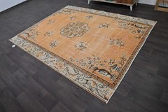 Oushak 7×9,Turkish Rug,vintage,anatolian,ORANGE,kilim,Bohemian,handmade,wool
