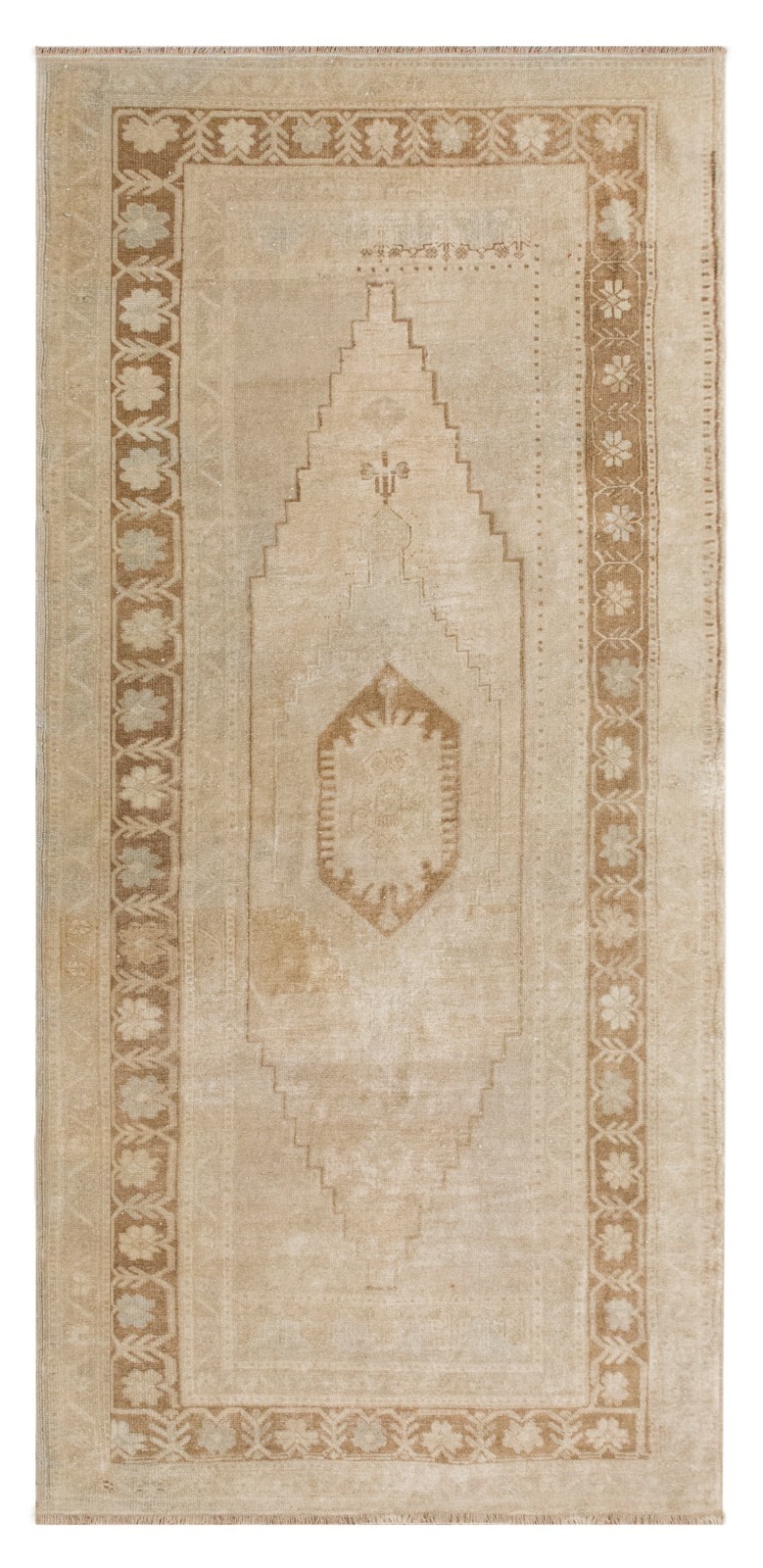 Vintage Turkish Oushak Rug 60+ Years Old – 3.9x8.2 ft / 120x250 cm gallery
