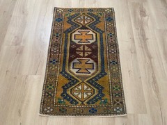 Boho Turkish Wool Rug Handmade Geometric Vintage Area Carpet 2×3.3 Ft