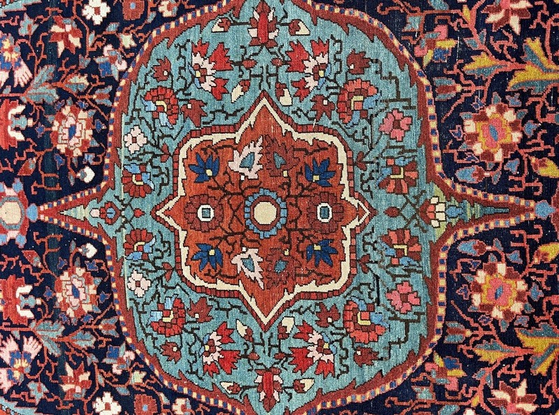 Extremely Rare And Gorgeous Kermann Rug circa 1920 Unique Color+Design 4’7x6’10” gallery