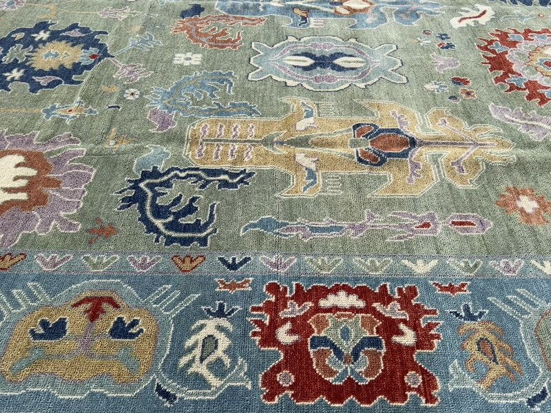 New L.Green Genuine Hand Knotted Turkish Oushak Geometric Area Rug 10’2x13’9”,#8 gallery