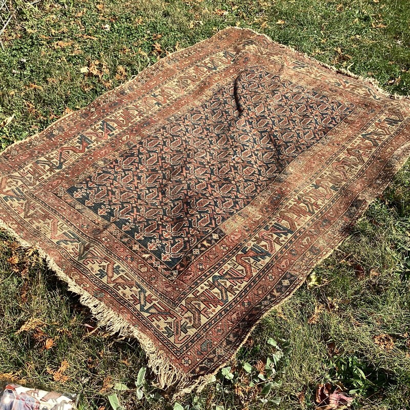 Vintage Antique Rug 68" x 52" Geometric Muted Colors gallery