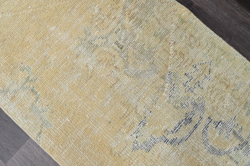Vintage Turkish Runner Rug 2x10ft BEIGE Handmade Anatolian Oushak Hallway Wool gallery