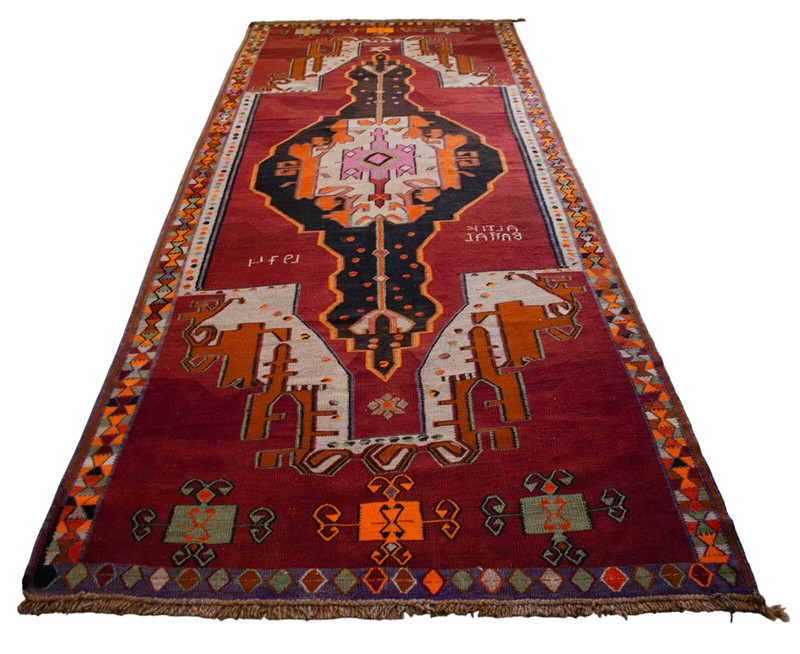 Turkish Kilim Rug, Hand Woven Rug, Wool Vintage Rug, Large Runner Rug, 6 x 13 ft gallery