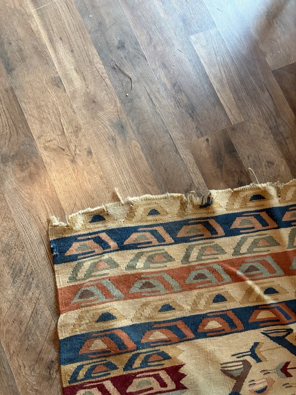 Estate Sale Aztec Turkish Vintage Wool Kilim Rug 46 X60 Inches Hand Woven gallery