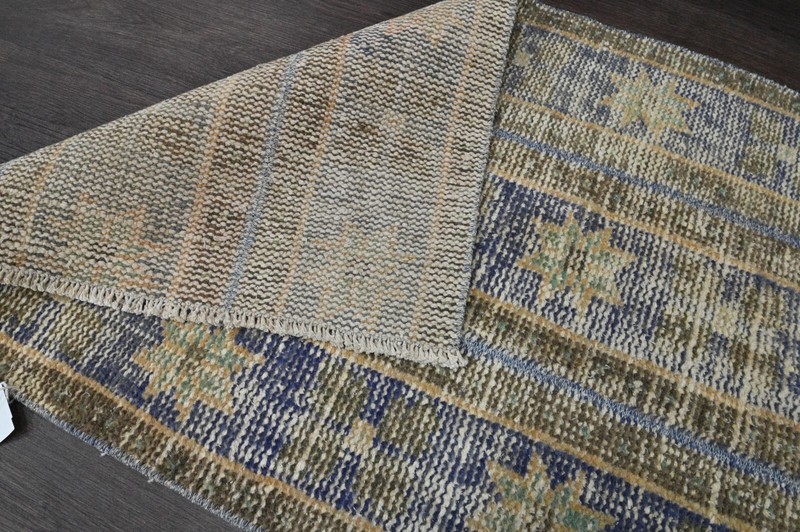 Vintage Turkish Runner Rug 2x5ft Wool Anatolian Handmade Hallway Oushak BROWN gallery