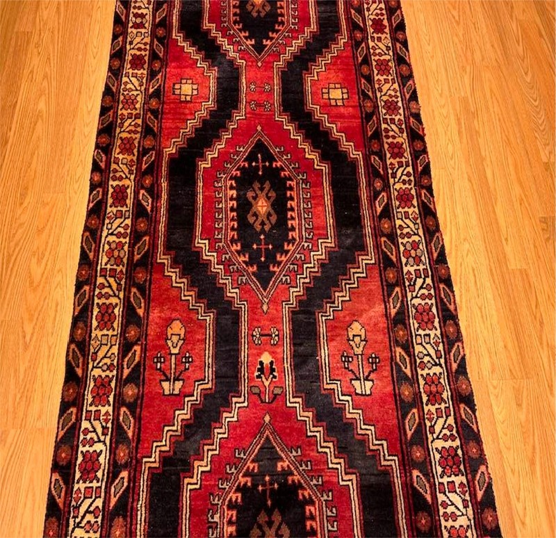 3.5 x 12.7 Handmade Fine Quality One Of A kind Hallway Runner. Natural Dyes Wool gallery