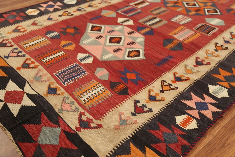 Vegetable Dye Kilim Flat-weave 19 ft Long Runner Rug Wool Reversible Carpet 4x19 gallery