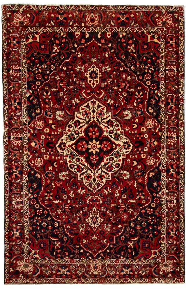 Vintage 6'8" x 10'5" Traditional Hand Knotted Vegetable Dye Wool Area Rug