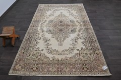 Oushak Turkish Vintage Rug 5×9 Kilim Rug Anatolian Handmade Boho Decor ROSE GOLD