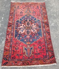 Vintage Traditional Handmade Karajeh Wool Multicolor Rug 198x115cm