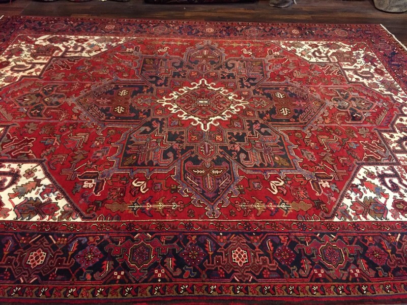 Sale Genuine Hand Knotted Heriz Serapi Area Rug Geometric Carpet 8’8”x11’5”,#795 gallery