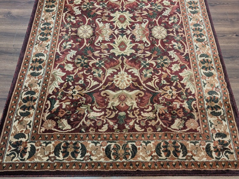 Turkish Rug 5x7, Oriental Power Loomed Carpet, Burgundy Green Beige, Traditional gallery