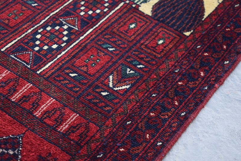 1'8 x 3'4 ft Hand knotted afghan tribal turkmen jai namaz rug, small prayer rug gallery