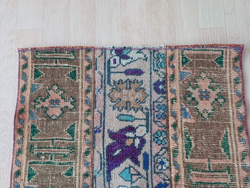2x5 Vintage Turkish Rug, Multicolor Handmade Wool Oushak Runner Rug, Ft: 2.0x4.8 gallery