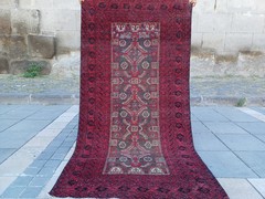 Vintage Ersari rug 3.41 x 6.59 ft Handmade Rug , 104×201 cm Turkoman Wool Rug