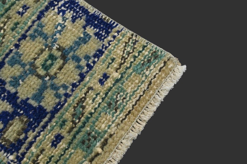 GREEN Turkish Oushak Rug 2x4 Vintage Handmade Anatolian Small Doormat Kilim gallery