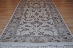 ON SALE 8′ Hall runner TABRIS DESIGN finely woven handmade wool. beige grey