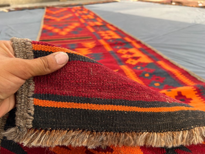 3x13 Afghan Kilim Runner Rug – Handwoven Wool Tribal Hallway 13ft Runner Rug, gallery