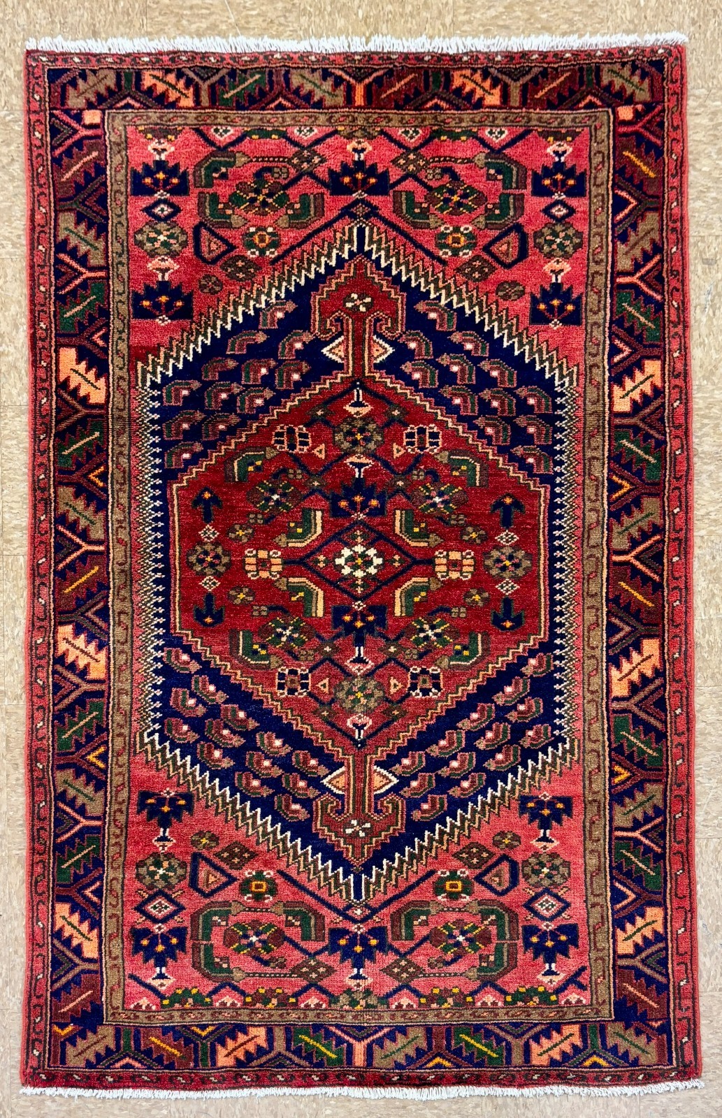 Vintage Zanjan Tribal Hand Knotted Wool Area Rug 4x7 Oriental Red Geometric Boho gallery