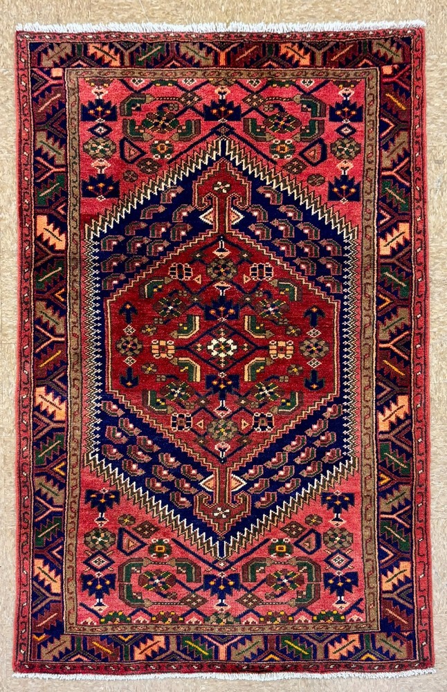 Vintage Zanjan Tribal Hand Knotted Wool Area Rug 4x7 Oriental Red Geometric Boho