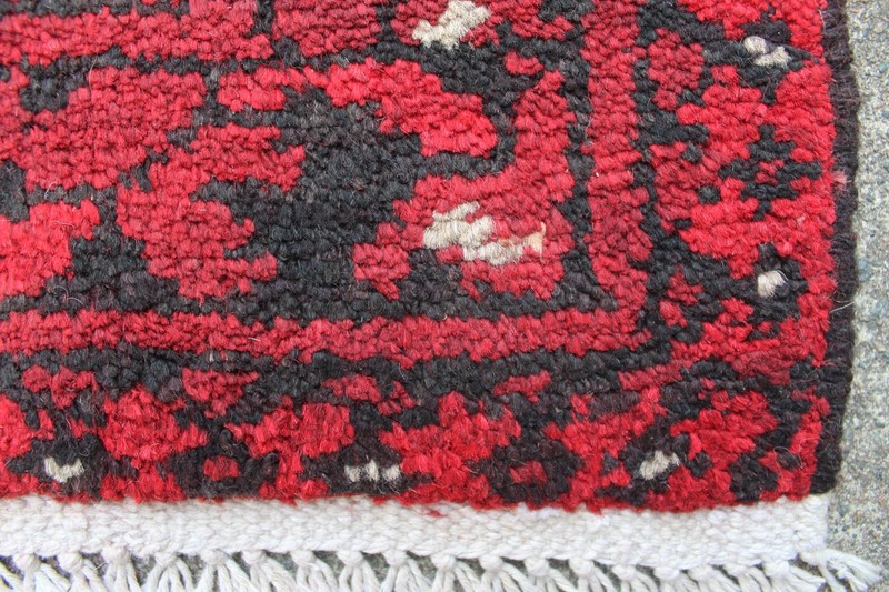 Vintage Hand Made Traditional Rug Oriental Wool Red Small Rug 63x48cm gallery
