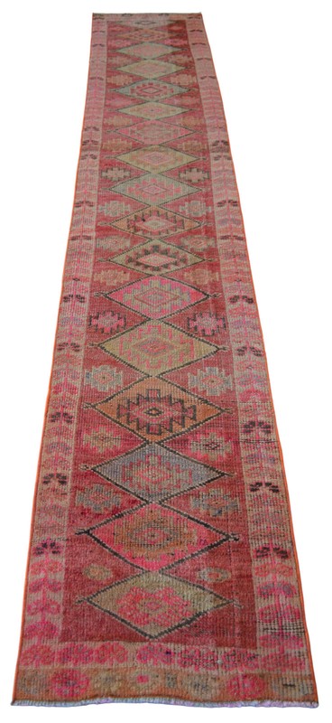 2x10 Runner Hand Made Turkish Rug Muted Color Hallway Rug Actual 1.10 x 10 ft gallery