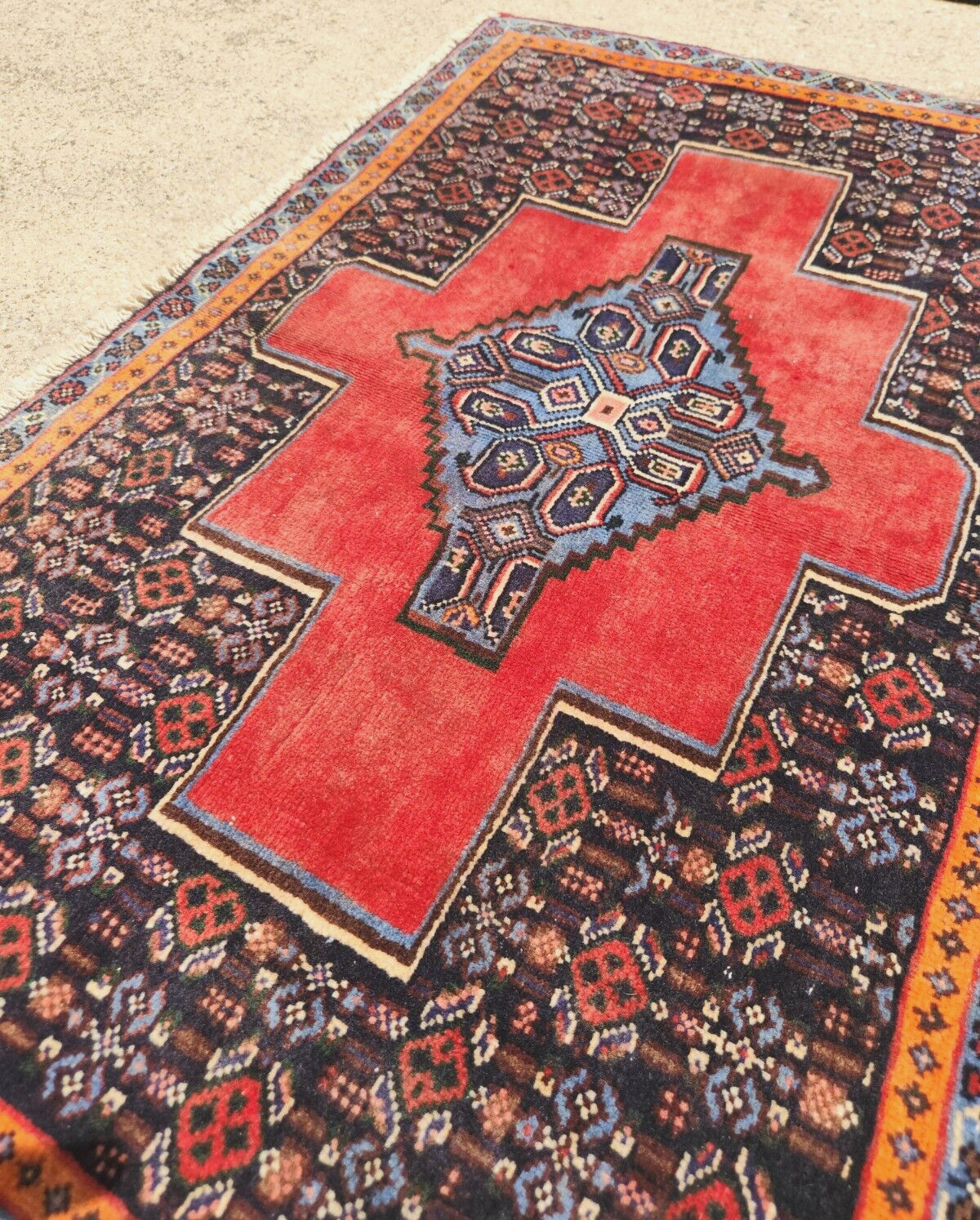 36"X 22" HAND-KNOTTED ANTIQUE CAUCASIAN KURDISH SANEH-BIJARI TRIBAL WOOL RUG' gallery